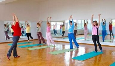 Therapeutic gymnastics with lower back pain